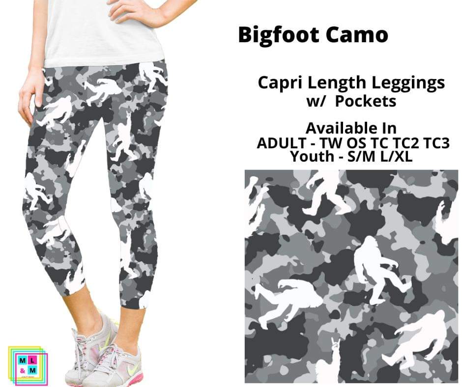 Bigfoot Camo Plaid Capri Length w/ Pockets